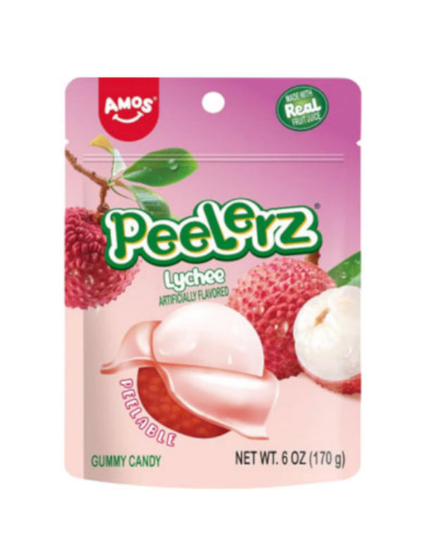 AMOS 6oz Peelerz Lychee Flavor Peelable Fruit Gummy Viral Tiktok Candy - Exotic World Snacks