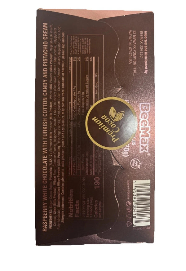 Dubai Raspberry Chocolate Bar Angel Hair with Cotton Candy Pistachio Cream Tasty TikTok Viral - Exotic World Snacks