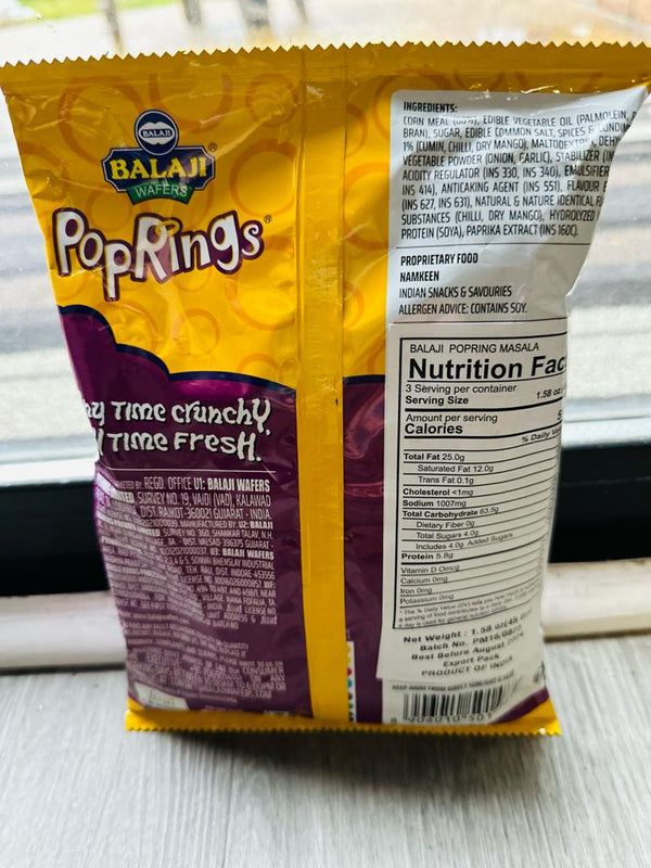 Balaji Pop Rings - Masala - (corn puff ring masala flavour) - 65g - Exotic World Snacks