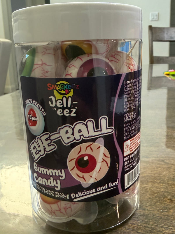 Smakeez Eye Ball Gummy Candy With Fruity Liquid Center Fat Free Halloween 18 Ct - Exotic World Snacks