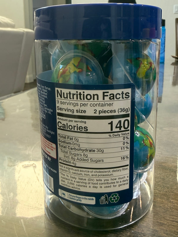 Smakeez Earth Gummy Candy With Fruity Liquid Center Fat Free Halloween 18 Ct - Exotic World Snacks