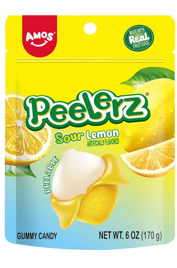 AMOS 6oz Peelerz Sour Lemon Flavor Peelable Fruit Gummy Viral Tiktok Candy - Exotic World Snacks