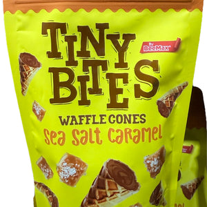 Tiny Bites Belgiun Chocolate Waffle Cones Sea Salt Caramel Flavor 4.24 oz - Exotic World Snacks