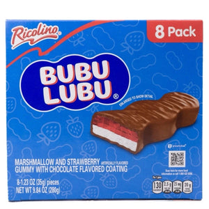8 Count Bubulubu Ricolino Marshmallow & Strawberry Gummy Mexican Chocolate - Exotic World Snacks