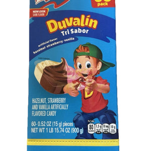 Ricolino Duvalin Trisabor Spread, 60 Count Hazelnut, Strawberry, Vanilla Mexican Candy - Exotic World Snacks