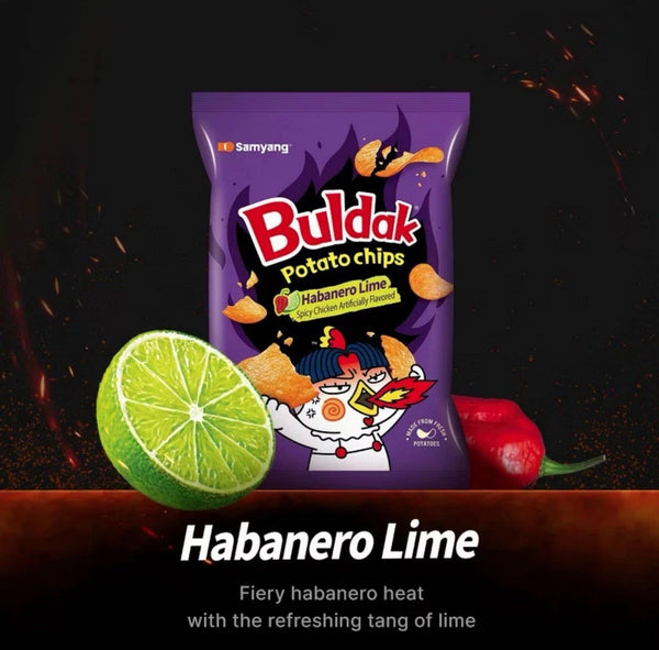 Samyang Buldak Habanero Lime Potato Chips 4.23oz Spicy Korean Snack Exotic - Exotic World Snacks